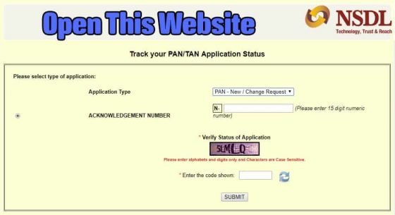 status of pan card application